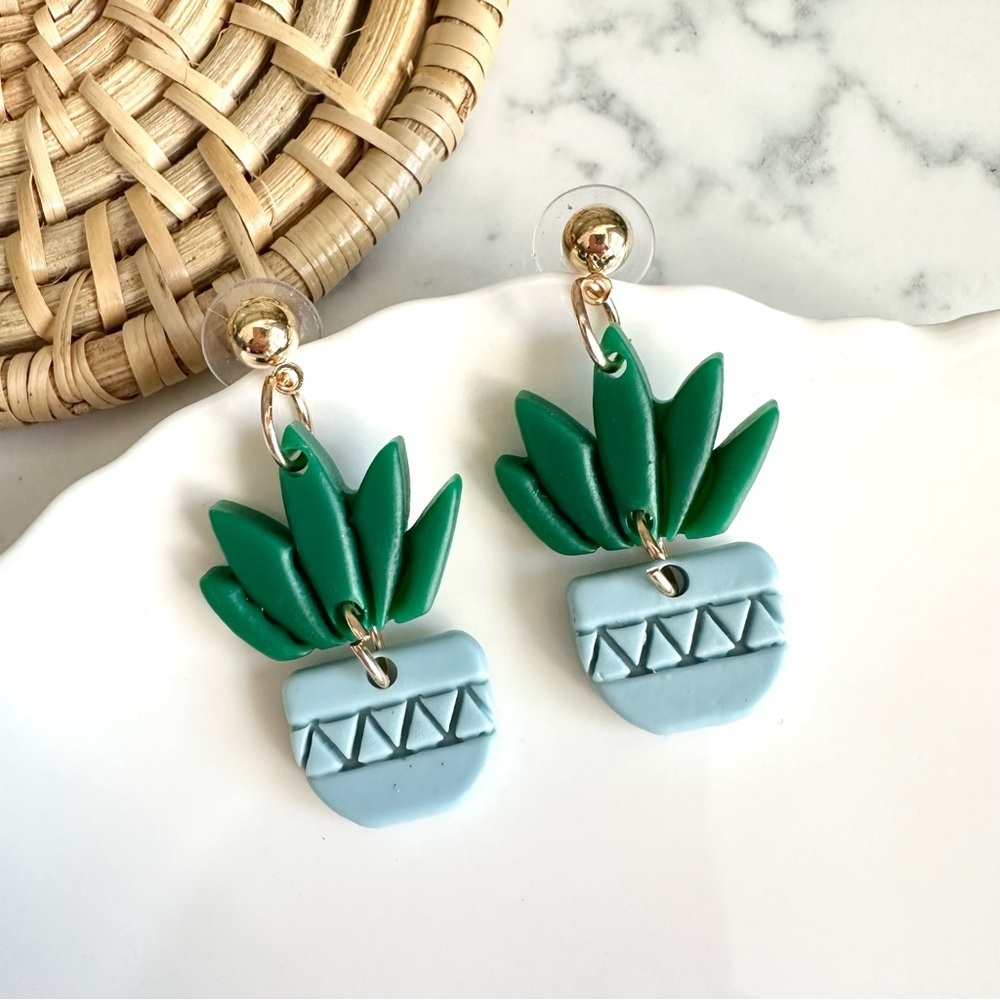 2/$30🌵 Cactus Aloe Succulent Earrings Polymer Clay Plant Bohemian Jewelry NEW